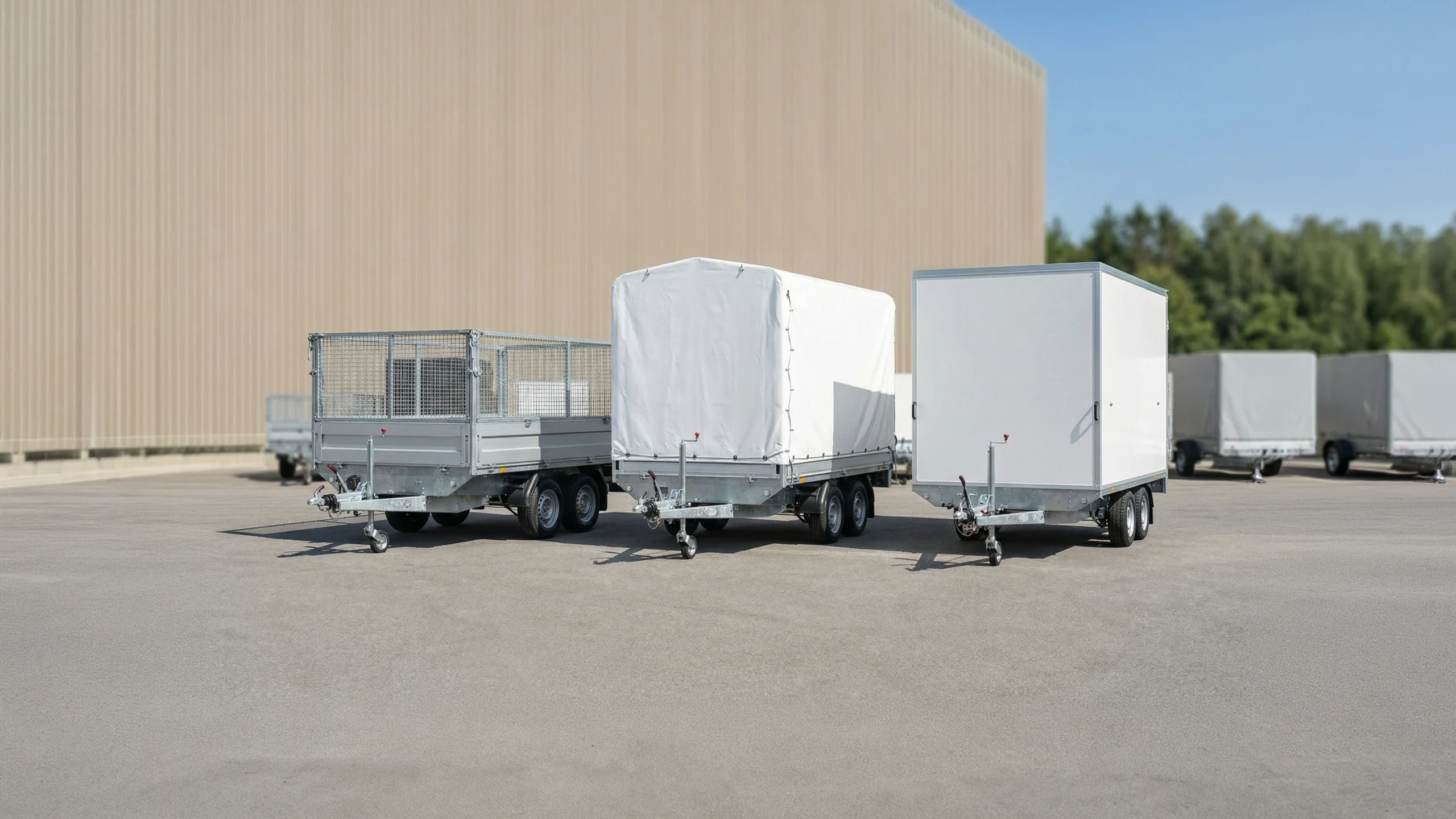 Anhänger mit Gitteraufsatz, Planenaufbau und Kofferaufbau – maximale Auswahl für individuelle Anforderungen.